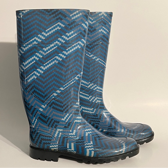 Burberry Check Print Blue Rain Boots Wellies, women’s size EU 39. US 9. Plaid - Picture 3 of 16